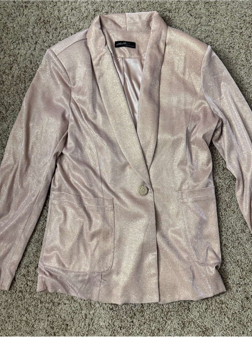 Metallic Pink Blazer Jacket - Women’s Size Large